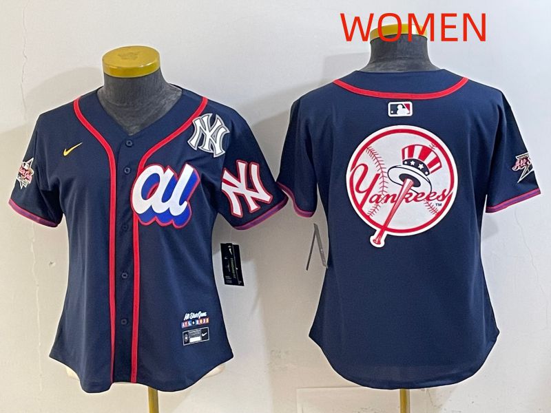 Women 2025 New York Yankees Blank Drak Blue All star Nike MLB Jersey style 018